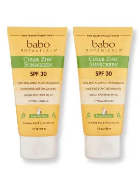 Babo Botanicals Clear Zinc Sunscreen Lotion SPF 30 Fragrance Free 2 Ct 3 oz