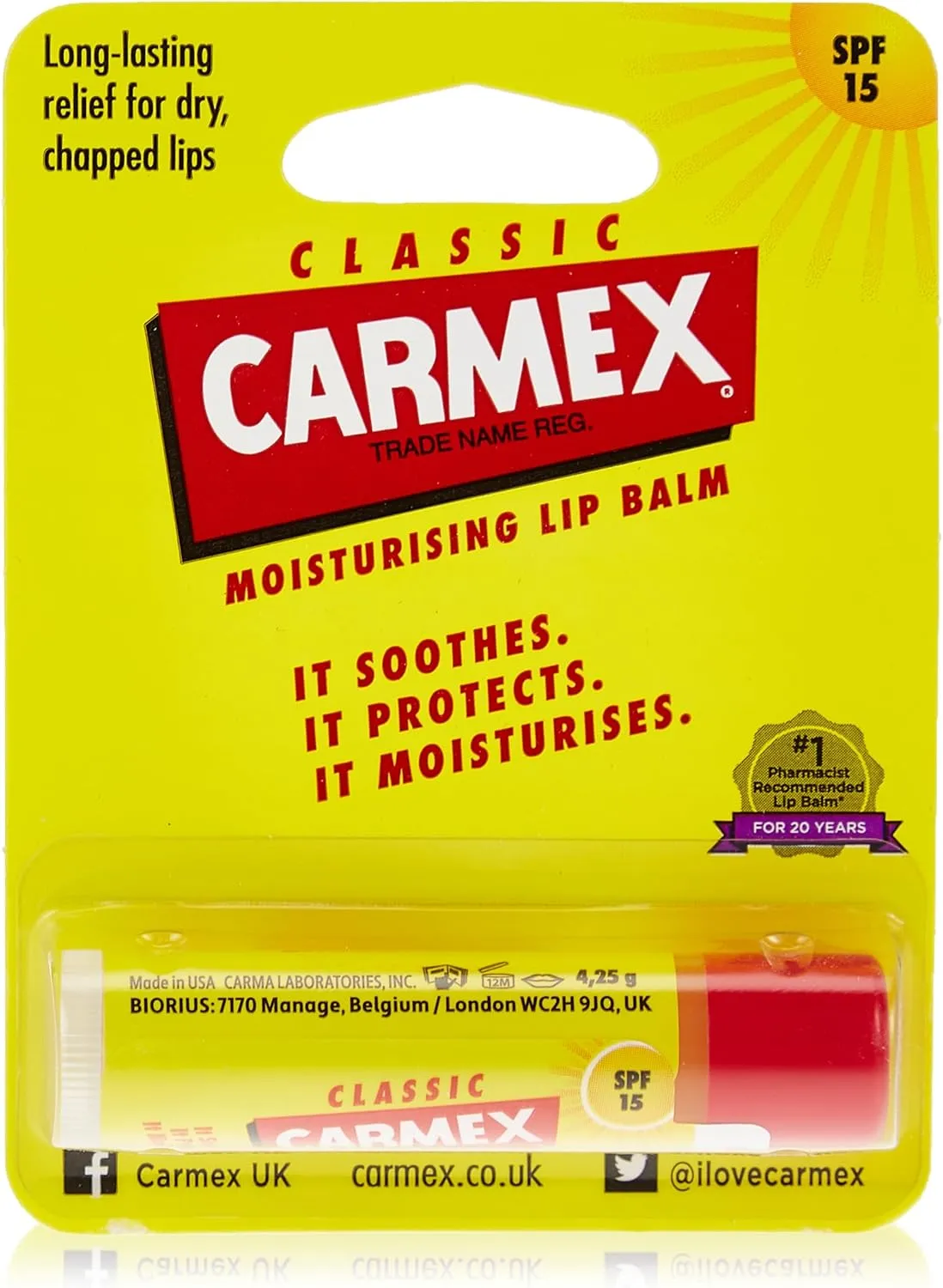 Carma Laboratories Carmex Moisturising Lip Balm Stick Classic 4.25g