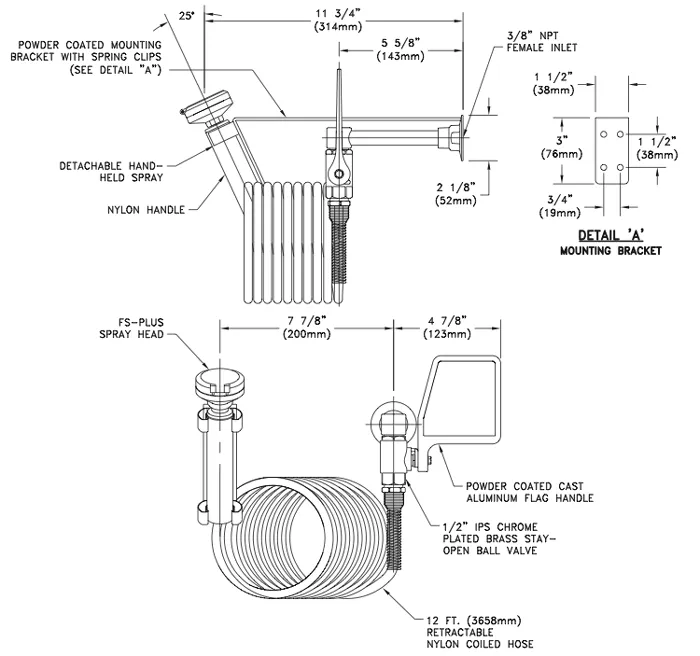 Guardian G5018 Wall Mounted Emergency Drench Hose Unit