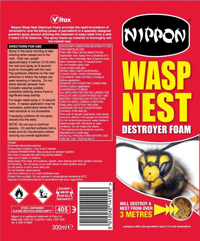 Nippon Wasp Nest Killer Destroyer Foam 300ml