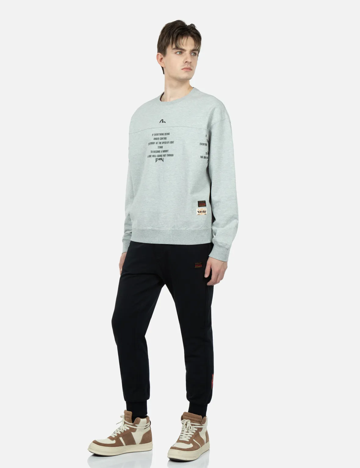 Spray-effect Godhead Print Sweatshirt with Seagull Embroidery