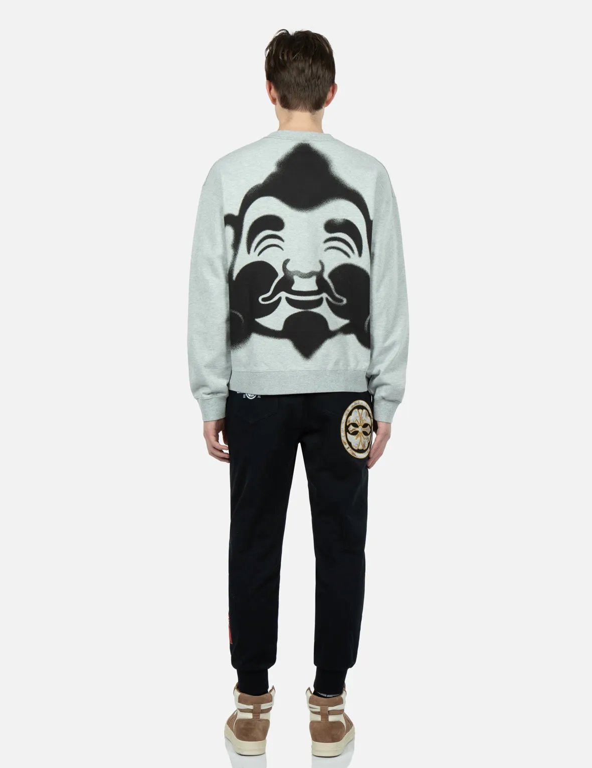 Spray-effect Godhead Print Sweatshirt with Seagull Embroidery