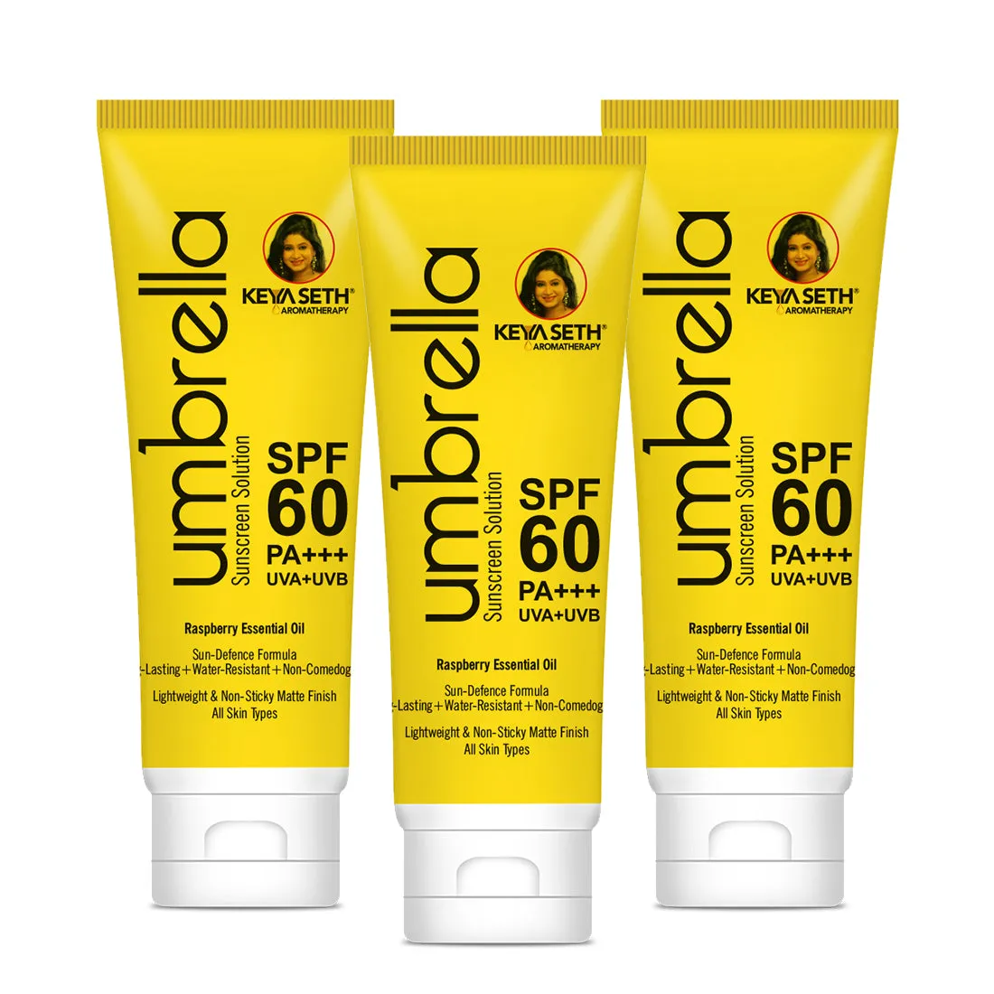 Umbrella Sunscreen Solution SPF 60, Broad Spectrum Protection, No White Cast, Lightweight Matte Finish with Raspberry Oil 100ml